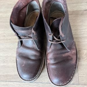 Clarks Leather Chukka Boots Maroon
